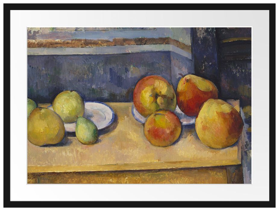 Paul Cézanne  - Stillleben mit Äpfel und Birnen.  Passepartout Rechteckig 80