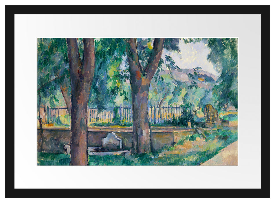 Paul Cézanne  - Das Becken beim Jas de Bouffan Passepartout Rechteckig 40
