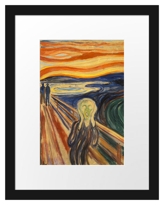 Pixxprint Edvard Munch - Der Schrei II, im Galerie-Passepartout Bilderrahmen
