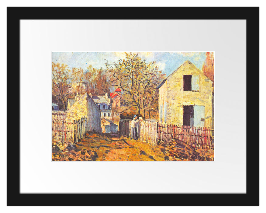 Pixxprint Alfred Sisley - Village de Voisins, im Galerie-Passepartout Bilderrahmen