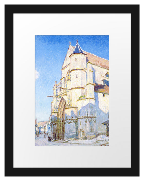 Pixxprint Alfred Sisley - L'église à Moret-Paris Petit-Palais, im Galerie-Passepartout Bilderrahmen