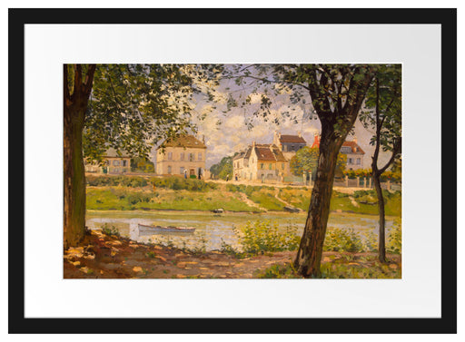 Alfred Sisley - Village On The Banks Of The Seine Ville Passepartout Rechteckig 40