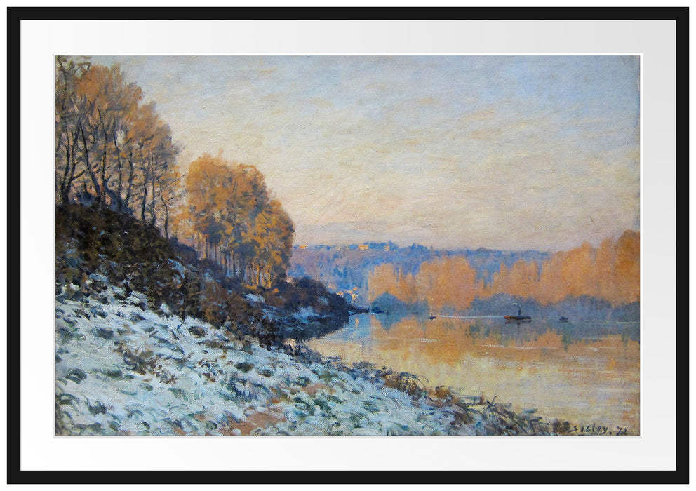 Alfred Sisley - Port Marly White Frost  Passepartout Rechteckig 100