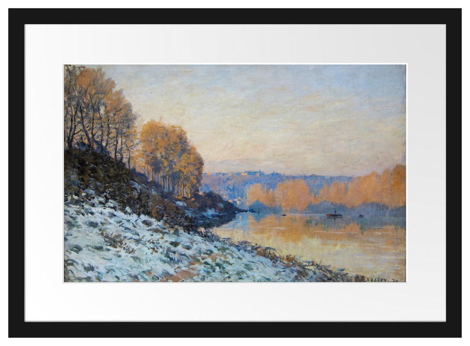 Alfred Sisley - Port Marly White Frost  Passepartout Rechteckig 40
