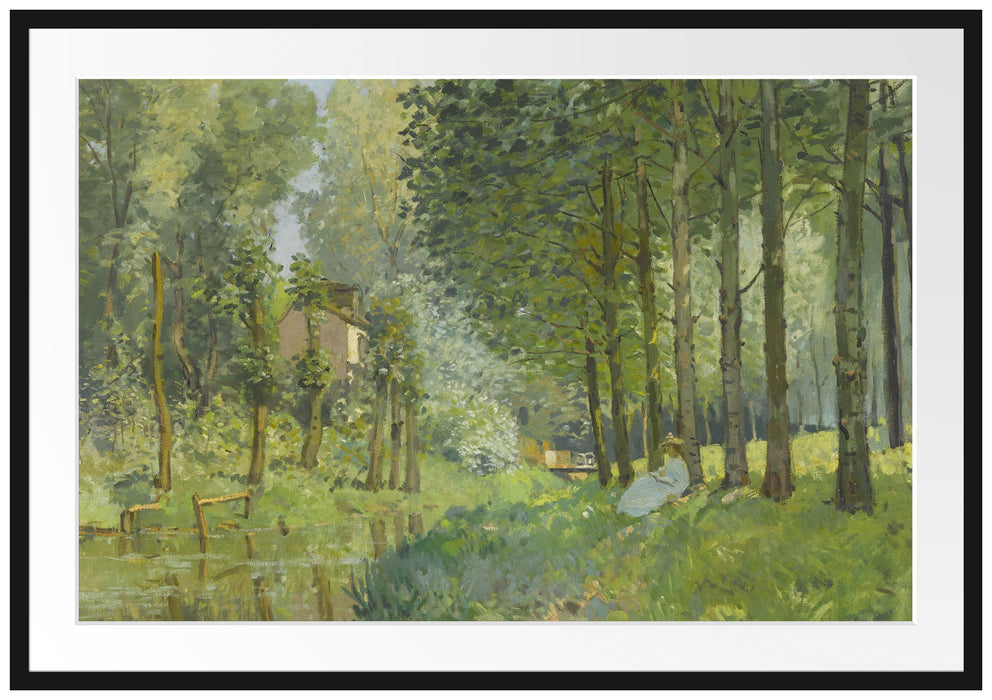 Alfred Sisley - Rest Along the Sream Edge of the Wood  Passepartout Rechteckig 100