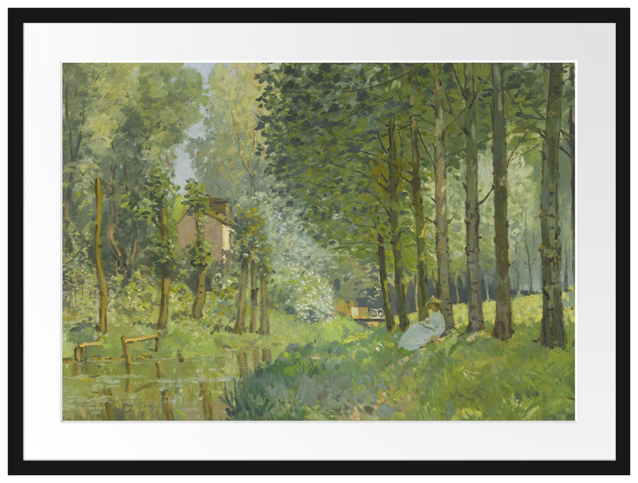 Alfred Sisley - Rest Along the Sream Edge of the Wood  Passepartout Rechteckig 80