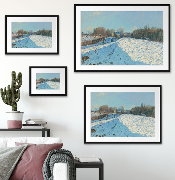 Alfred Sisley - Snow Effect at Louveciennes  Passepartout Wohnzimmer Rechteckig