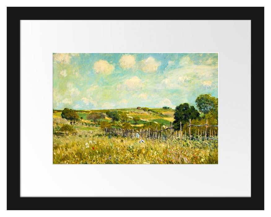 Pixxprint Alfred Sisley - Meadow , im Galerie-Passepartout Bilderrahmen