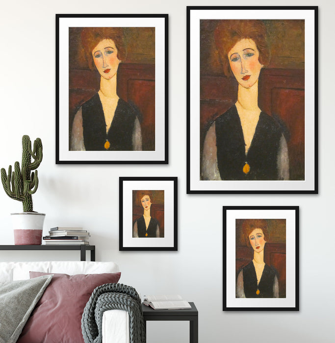 Amedeo Modigliani - Portrait einer Frau Passepartout Wohnzimmer Rechteckig