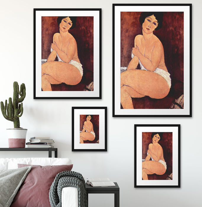 Amedeo Modigliani - Sitzende Nackte auf Divan Passepartout Wohnzimmer Rechteckig