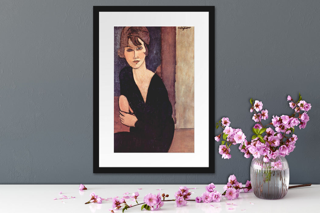 Amedeo Modigliani - Sitzende Frau  Passepartout Dateil Rechteckig