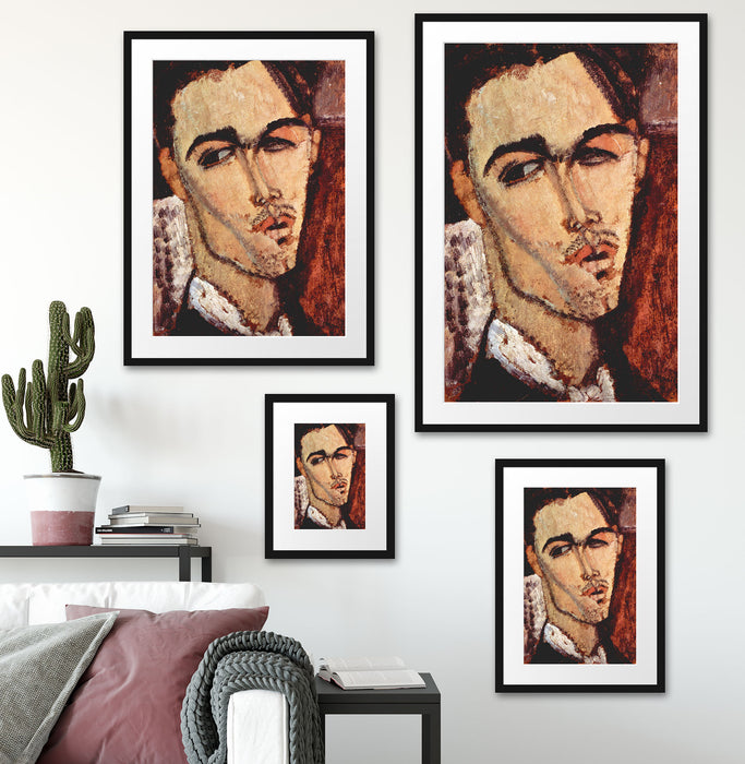 Amedeo Modigliani - Portrait von Celso Lagar Passepartout Wohnzimmer Rechteckig