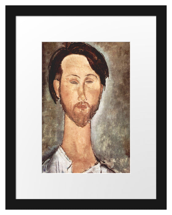 Pixxprint Amedeo Modigliani - Leopold Zborowski , im Galerie-Passepartout Bilderrahmen