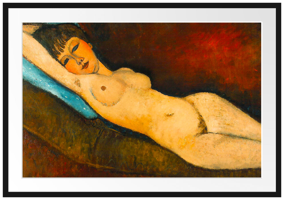 Amedeo Modigliani - Nu Couché au coussin bleu Passepartout Rechteckig 100