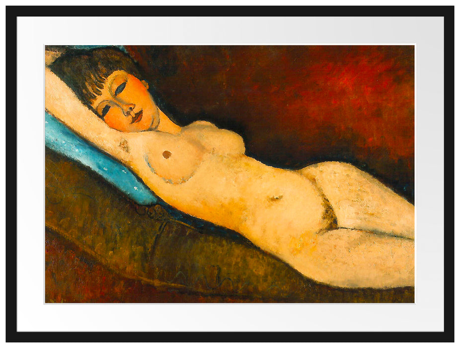 Amedeo Modigliani - Nu Couché au coussin bleu Passepartout Rechteckig 80