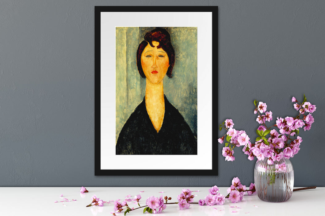 Amedeo Modigliani - Portrait einer jungen Frau  Passepartout Dateil Rechteckig