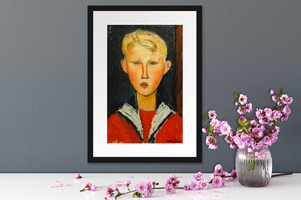 Amedeo Modigliani - Der Junge mit den blauen Augen  Passepartout Dateil Rechteckig