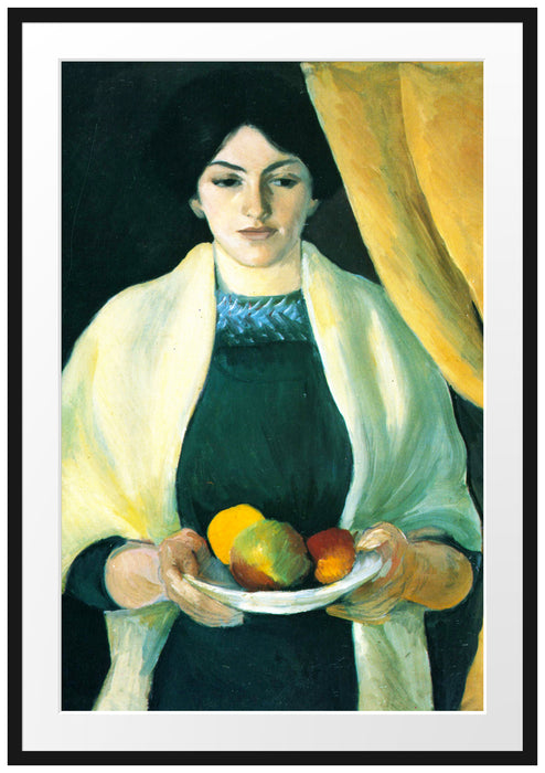 August Macke - Frau des Künstlers mit Äpfeln  Passepartout Rechteckig 100