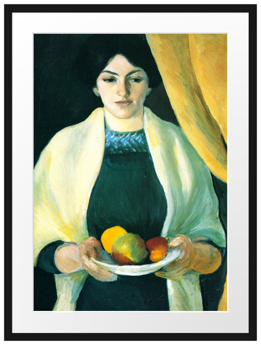 August Macke - Frau des Künstlers mit Äpfeln  Passepartout Rechteckig 80