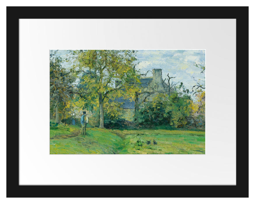 Pixxprint Camille Pissarro - LA MAISON DE PIETTE À MONTFOUCAULT , im Galerie-Passepartout Bilderrahmen