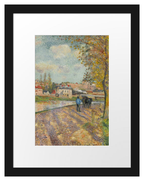 Pixxprint Camille Pissarro - CHEMIN DE LÉCLUSE SAINT-OUEN-L?AUM, im Galerie-Passepartout Bilderrahmen