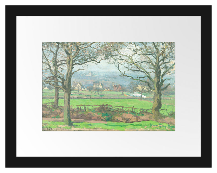 Pixxprint Camille Pissarro - Near Sydenham Hill Looking towards, im Galerie-Passepartout Bilderrahmen