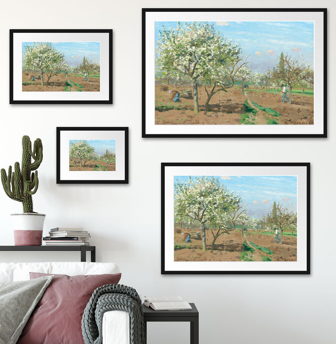 Camille Pissarro - Orchard in Blossom Louveciennes  Passepartout Wohnzimmer Rechteckig