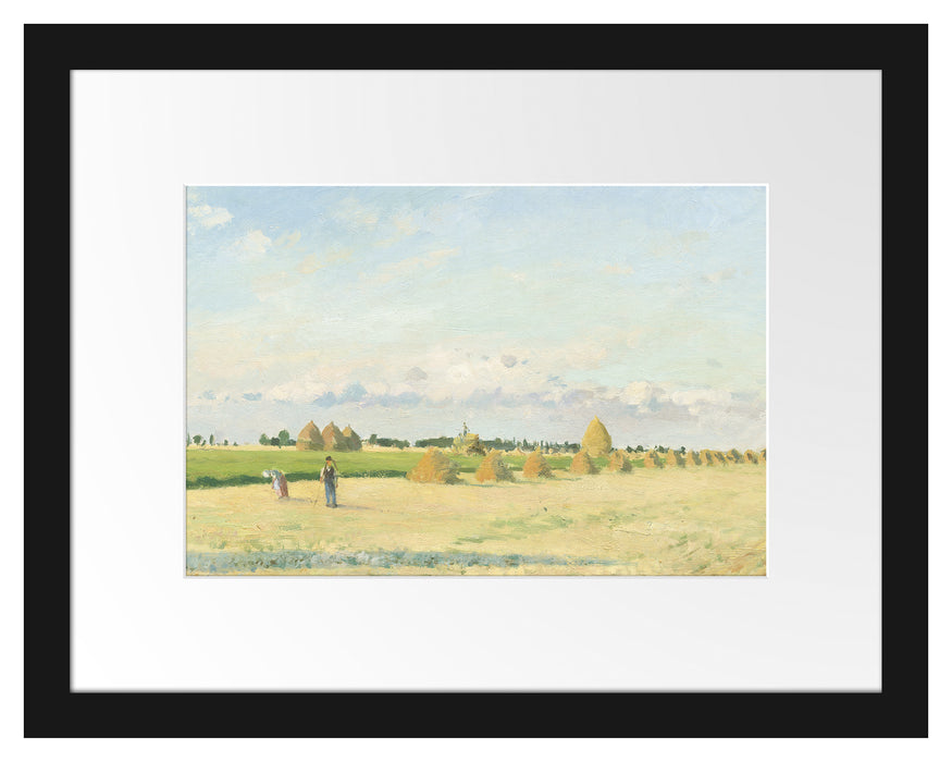 Pixxprint Camille Pissarro - Landscape with Wheat Field , im Galerie-Passepartout Bilderrahmen