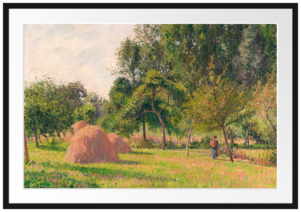 Camille Pissarro - Haystacks Morning Eragny  Passepartout Rechteckig 100