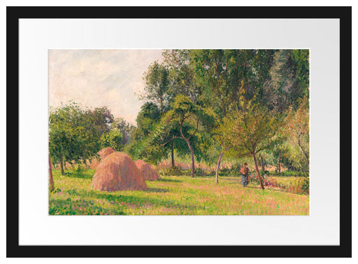 Camille Pissarro - Haystacks Morning Eragny  Passepartout Rechteckig 40