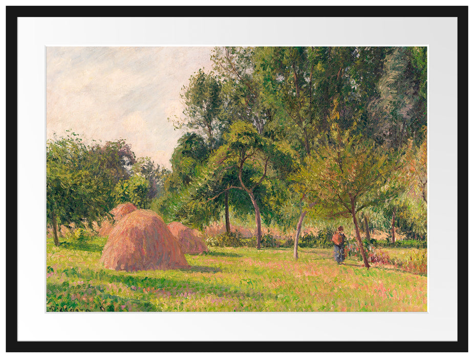 Camille Pissarro - Haystacks Morning Eragny  Passepartout Rechteckig 80