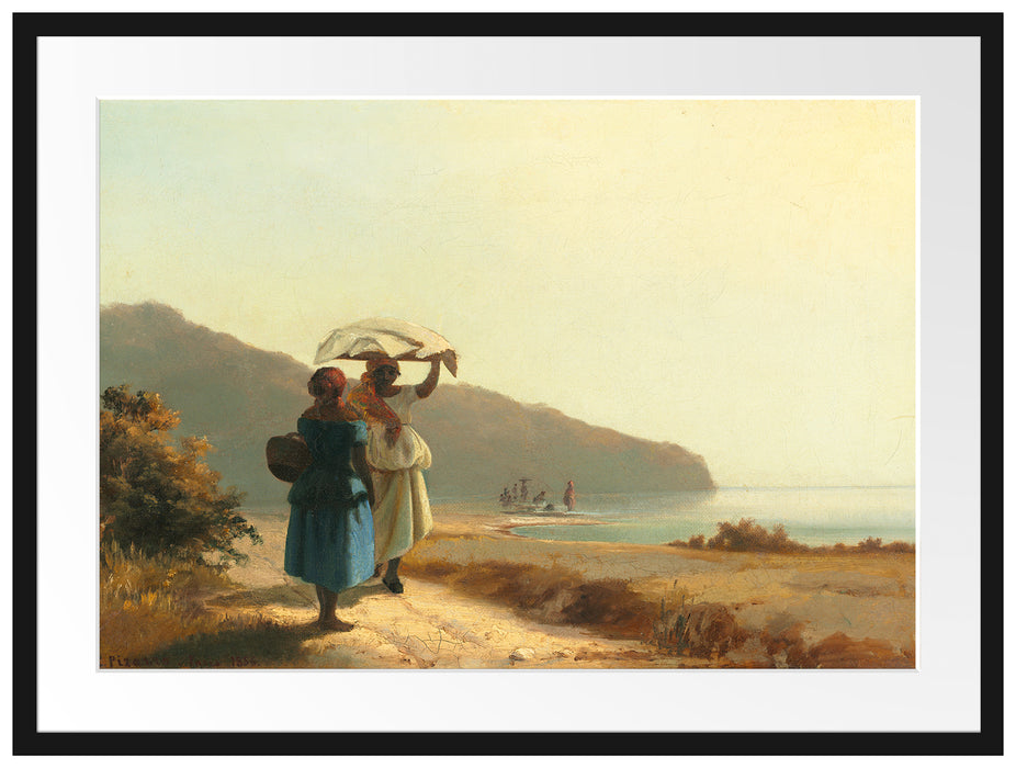 Camille Pissarro - Deux femmes causant au bord de la me Passepartout Rechteckig 80