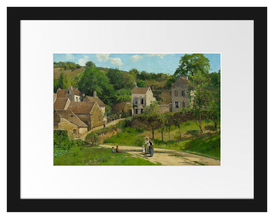 Pixxprint Camille Pissarro - The Hermitage at Pontoise , im Galerie-Passepartout Bilderrahmen