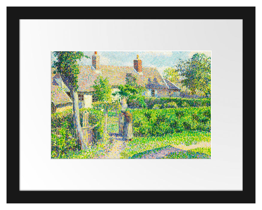 Pixxprint Camille Pissarro - Maisons de paysans , im Galerie-Passepartout Bilderrahmen