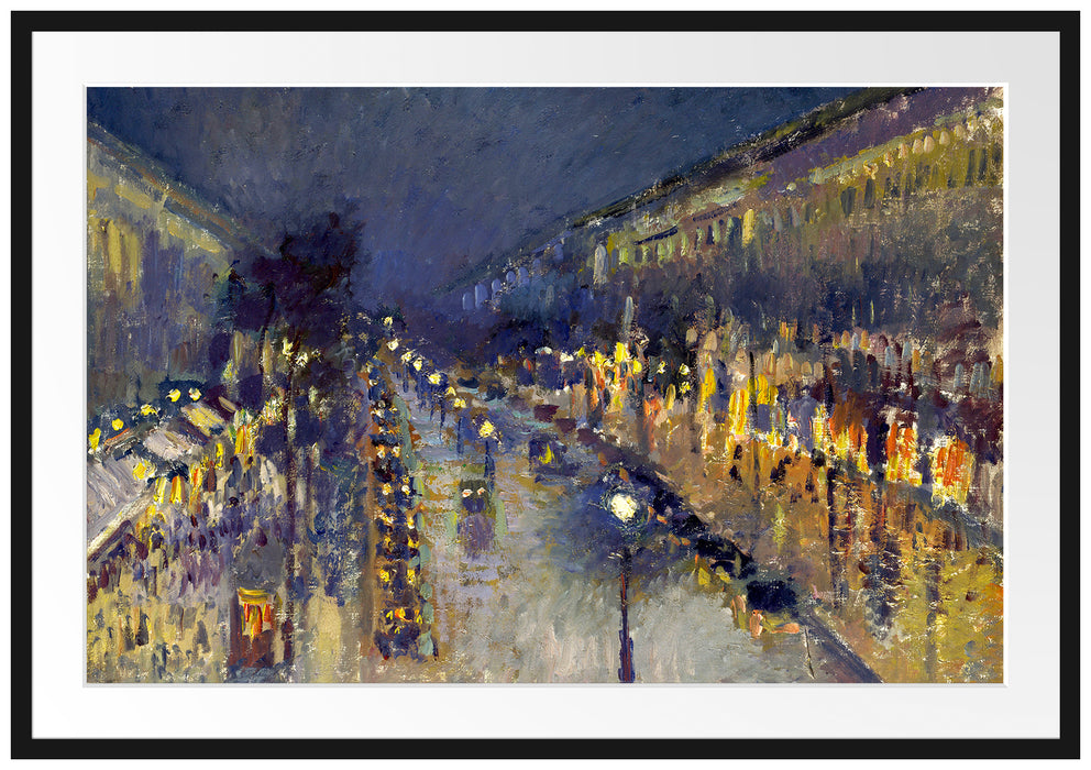Camille Pissarro - The Boulevard Montmartre at Night  Passepartout Rechteckig 100