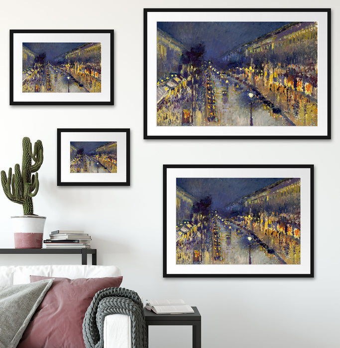 Camille Pissarro - The Boulevard Montmartre at Night  Passepartout Wohnzimmer Rechteckig