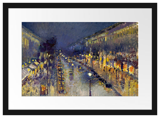 Camille Pissarro - The Boulevard Montmartre at Night  Passepartout Rechteckig 40