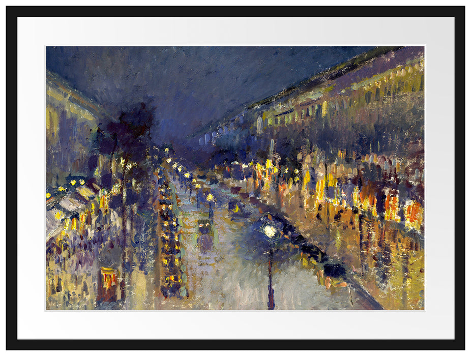 Camille Pissarro - The Boulevard Montmartre at Night  Passepartout Rechteckig 80