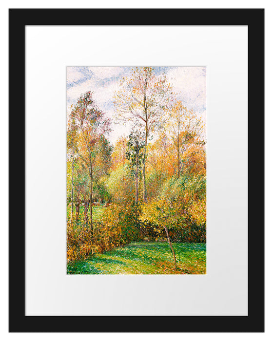Pixxprint Camille Pissarro - Automne Peupliers Eragny, im Galerie-Passepartout Bilderrahmen