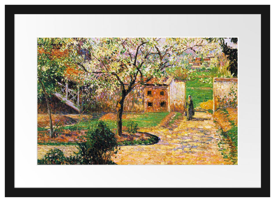 Camille Pissarro - Flowering Plum Tree Eragny Passepartout Rechteckig 40