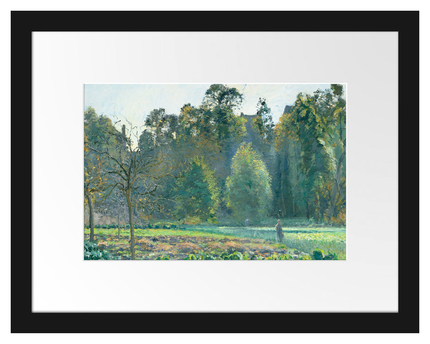 Pixxprint Camille Pissarro - Le champ de chou Pontoise, im Galerie-Passepartout Bilderrahmen