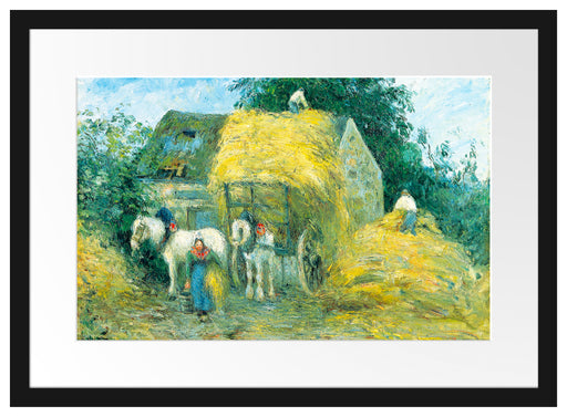 Camille Pissarro - The Hay Cart Montfoucault Passepartout Rechteckig 40