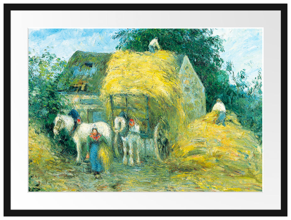 Camille Pissarro - The Hay Cart Montfoucault Passepartout Rechteckig 80