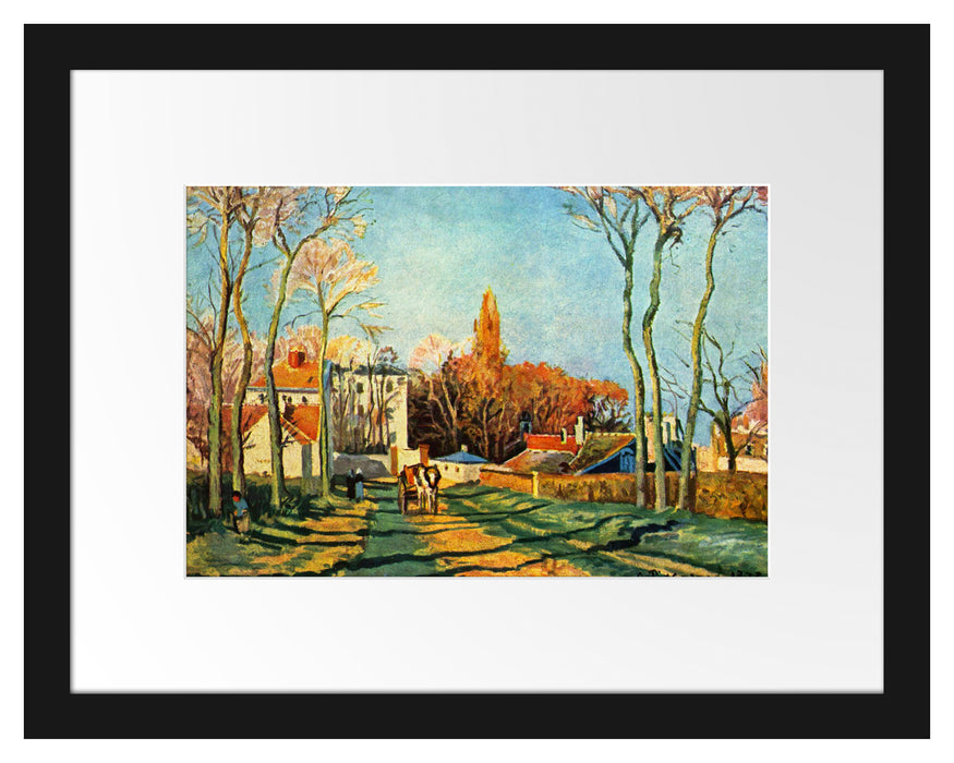 Pixxprint Camille Pissarro - Entrée du village de Voisin , im Galerie-Passepartout Bilderrahmen