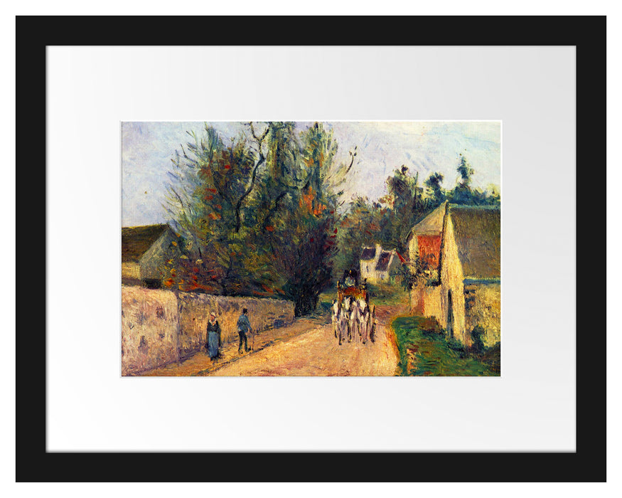 Pixxprint Camille Pissarro - La diligence route d'Ennery à l'Her, im Galerie-Passepartout Bilderrahmen