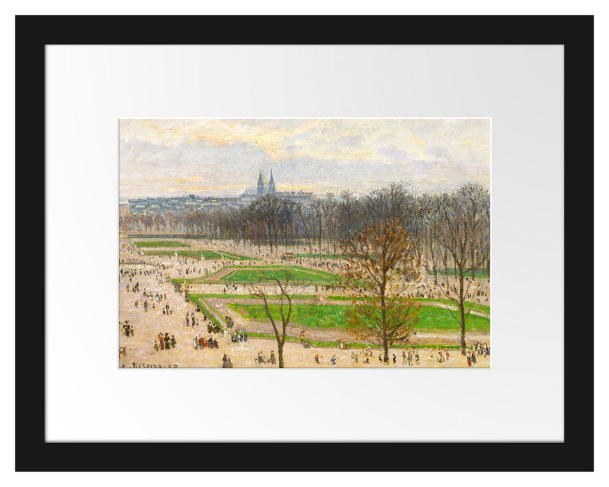 Pixxprint Camille Pissarro - The Garden of the Tuileries I, im Galerie-Passepartout Bilderrahmen