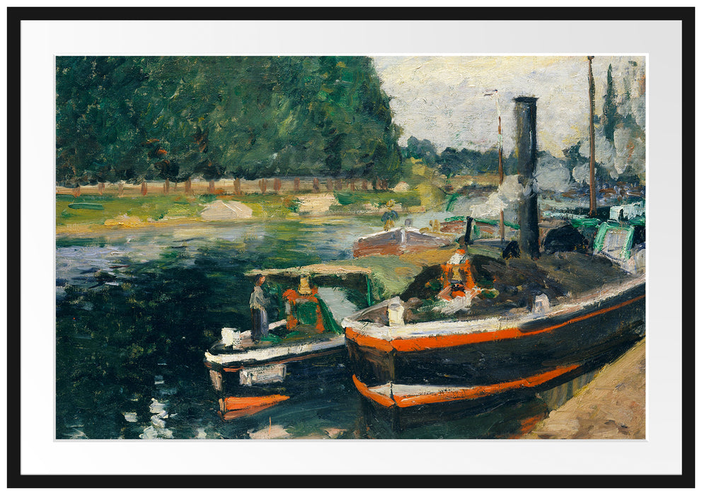 Camille Pissarro - Barges at Pontoise  Passepartout Rechteckig 100