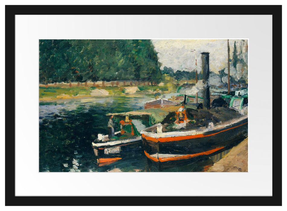 Camille Pissarro - Barges at Pontoise  Passepartout Rechteckig 40