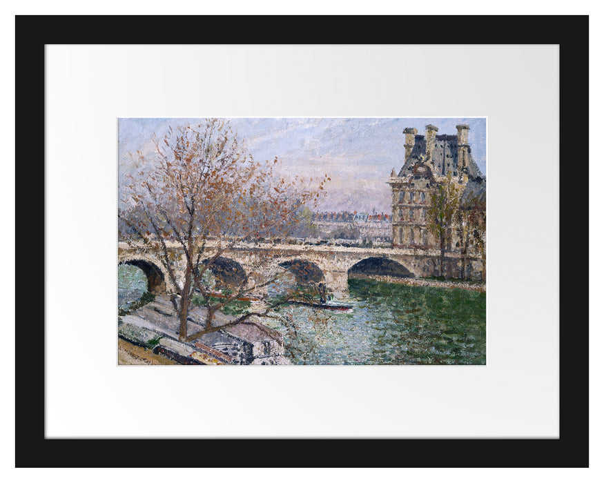 Pixxprint Camille Pissarro - Pont Royal and the Pavillon De Flore, im Galerie-Passepartout Bilderrahmen