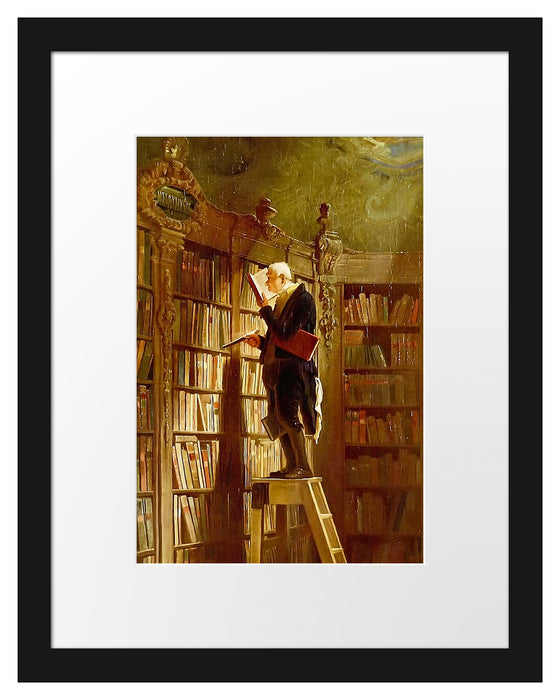 Pixxprint Carl Spitzweg - Der Bücherwurm , im Galerie-Passepartout Bilderrahmen